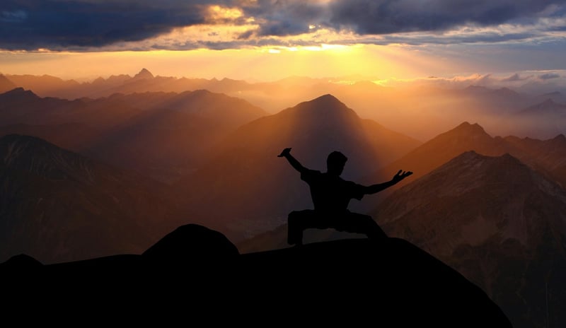Tai Chi Silhouette at Sunset